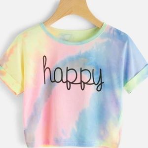 “Happy” tie dye crop top